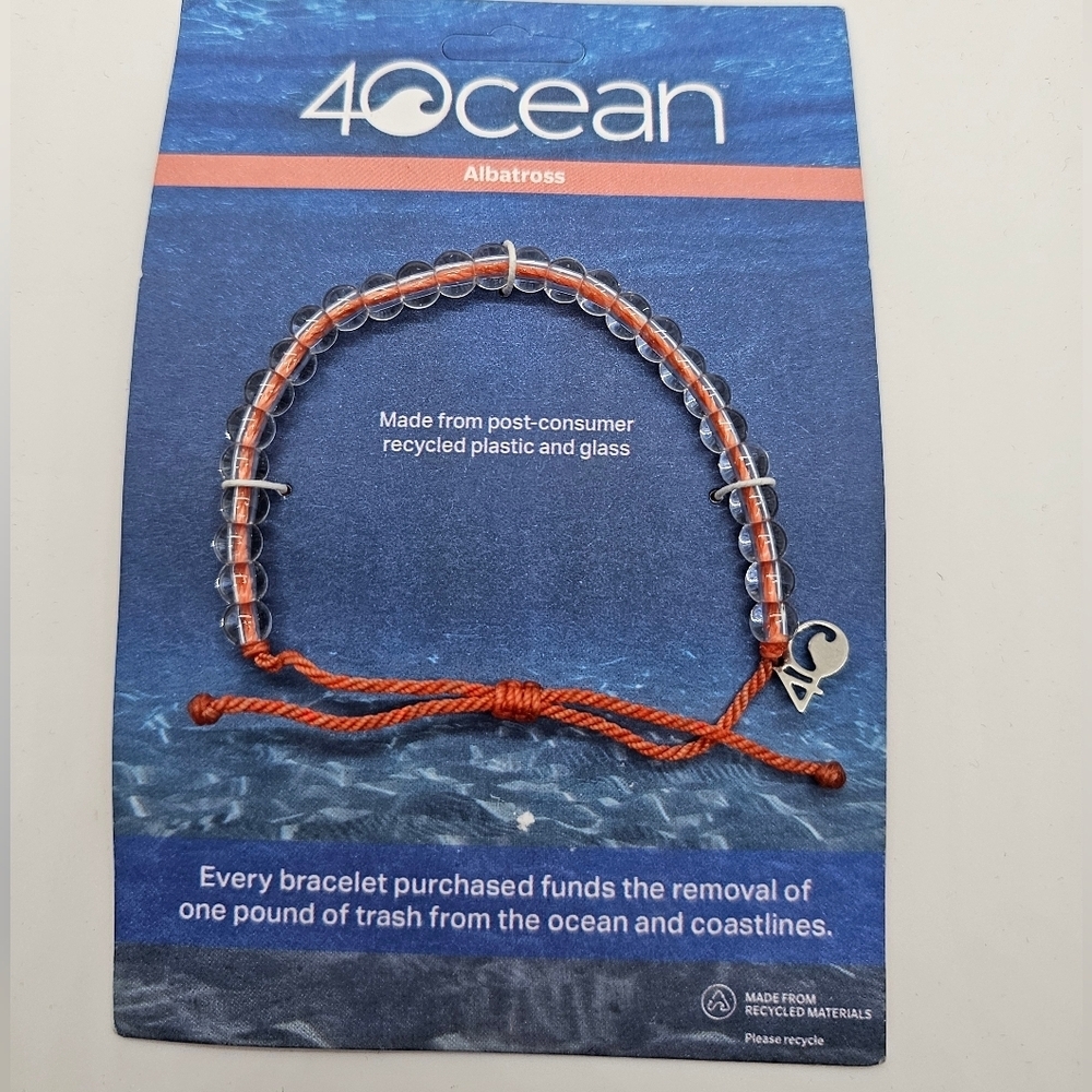 4Ocean Albatross Beaded Bracelet - Orange and Clear